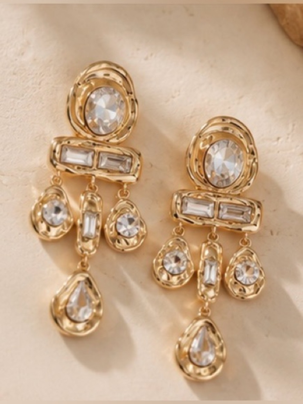 Luxury Crystal Gold Chandelier Earrings — image 2 of 7